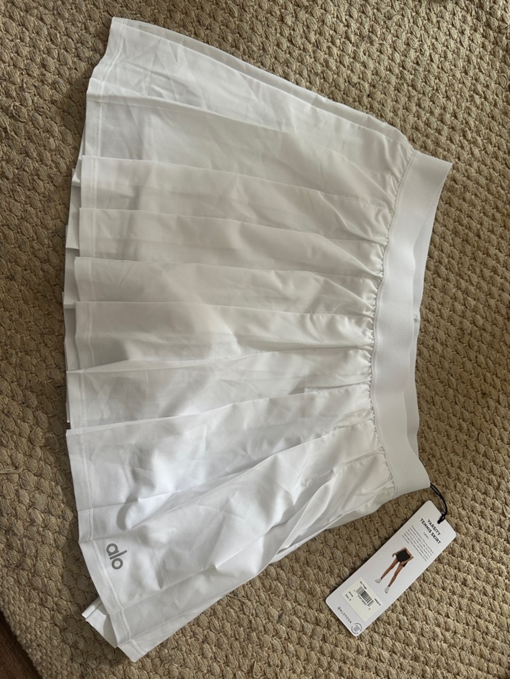 ALO Yoga White Pleated Tennis Skirt with Built-In Shorts